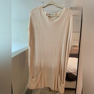Free people tan crochet knit beach cover up dress S